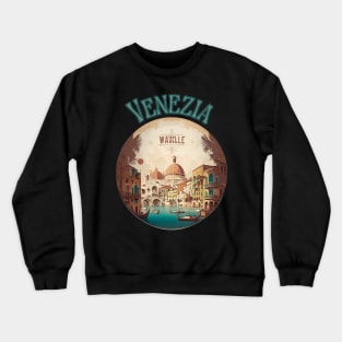 Venice Italy Streetscape Art - Retro Vintage Travel Crewneck Sweatshirt